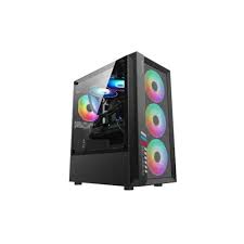 POWER TRAIN PC CASEING GAMING RGB PT-701 BLACK WITH FOUR FAN